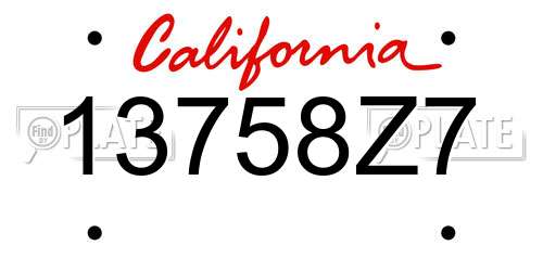 13758Z7 California License Plate