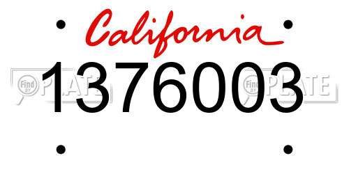 1376003 California License Plate