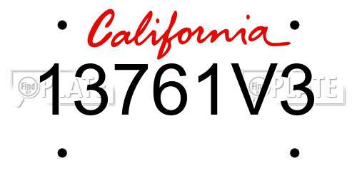 13761V3 California License Plate