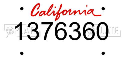 1376360 California License Plate