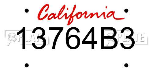 13764B3 California License Plate