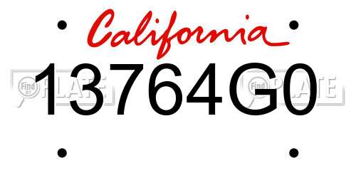 13764G0 California License Plate