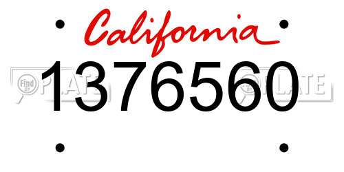1376560 California License Plate