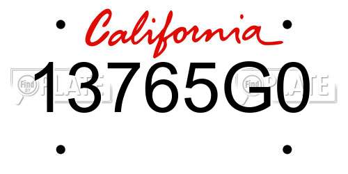 13765G0 California License Plate
