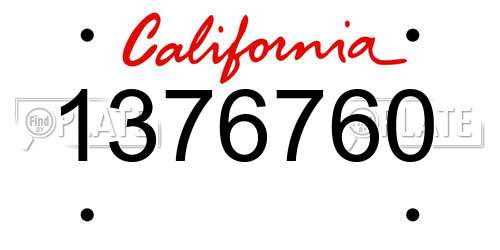 1376760 California License Plate
