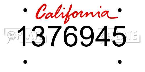 1376945 California License Plate