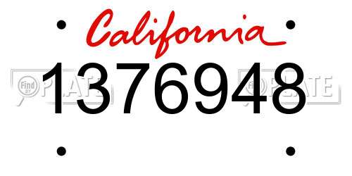 1376948 California License Plate