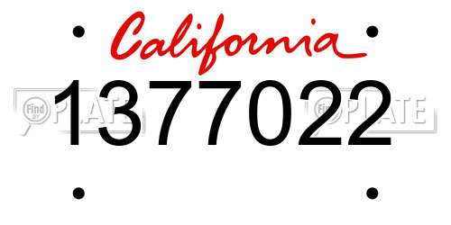 1377022 California License Plate