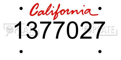 1377027 California License Plate