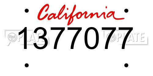 1377077 California License Plate