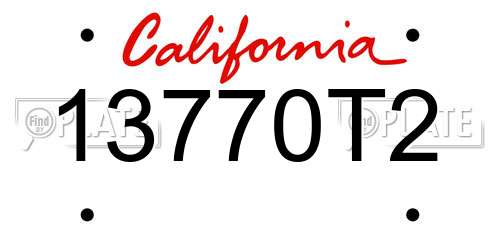 13770T2 California License Plate