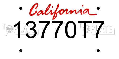 13770T7 California License Plate
