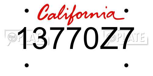 13770Z7 California License Plate