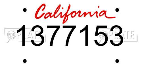 1377153 California License Plate