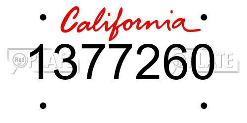 1377260 California License Plate