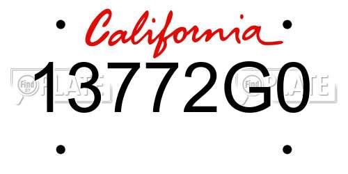 13772G0 California License Plate