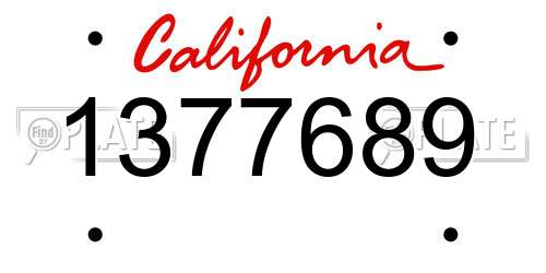 1377689 California License Plate