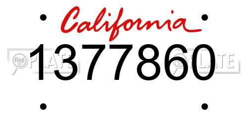 1377860 California License Plate