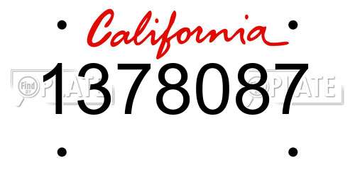 1378087 California License Plate