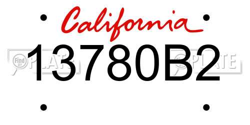 13780B2 California License Plate