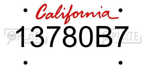 13780B7 California License Plate