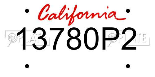 13780P2 California License Plate