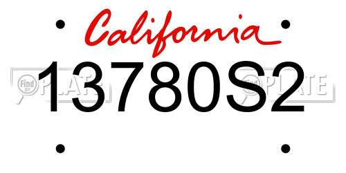 13780S2 California License Plate