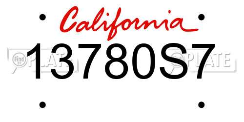 13780S7 California License Plate