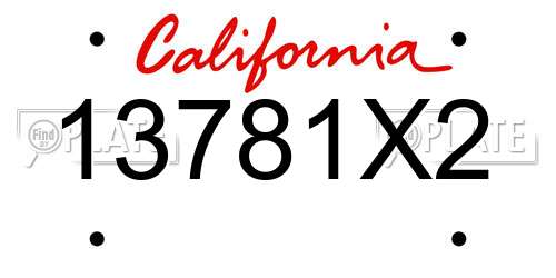 13781X2 California License Plate