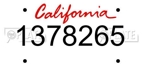 1378265 California License Plate