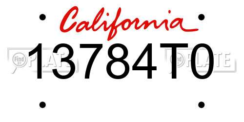13784T0 California License Plate