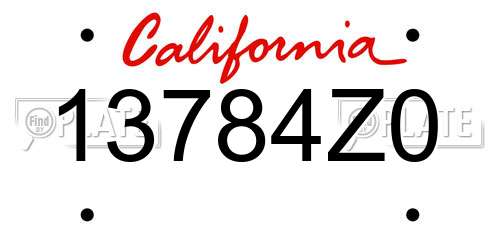 13784Z0 California License Plate