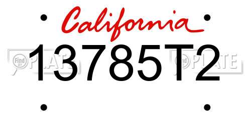 13785T2 California License Plate