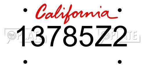 13785Z2 California License Plate