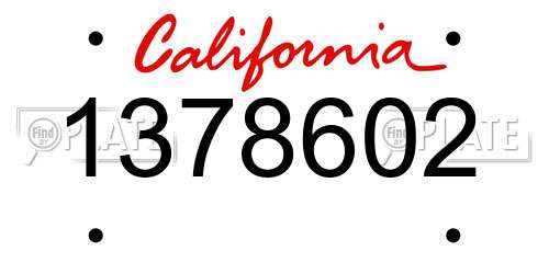 1378602 California License Plate