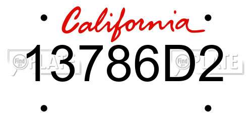 13786D2 California License Plate