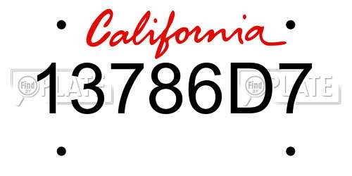13786D7 California License Plate