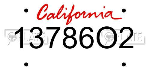 13786O2 California License Plate