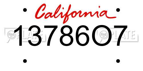 13786O7 California License Plate