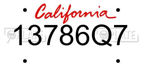 13786Q7 California License Plate