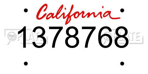 1378768 California License Plate