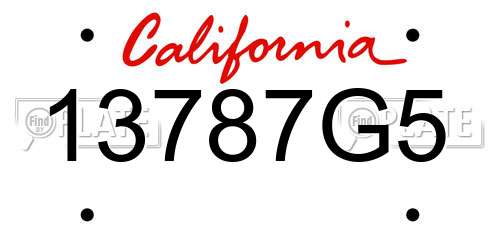13787G5 California License Plate