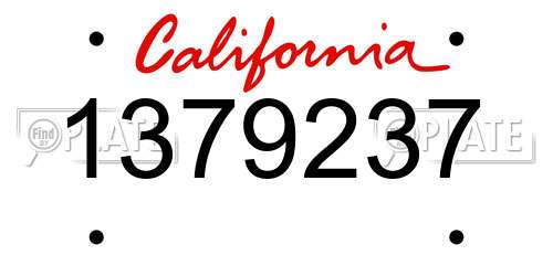 1379237 California License Plate