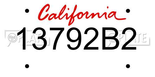 13792B2 California License Plate