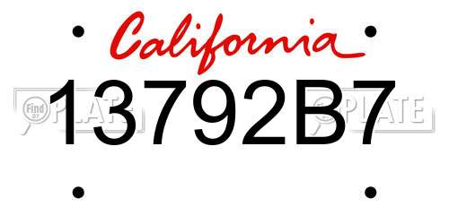 13792B7 California License Plate
