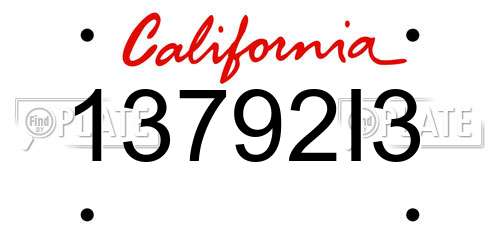 13792I3 California License Plate