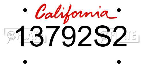 13792S2 California License Plate