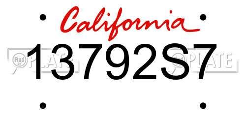 13792S7 California License Plate