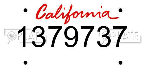 1379737 California License Plate
