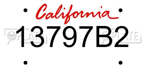 13797B2 California License Plate